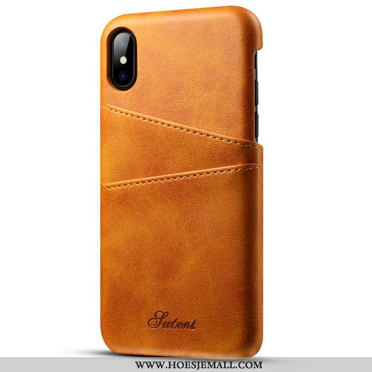 Hoesje iPhone Xs Max Scheppend Portemonnee Mini Kaart Koe Patroon Zacht Bruin