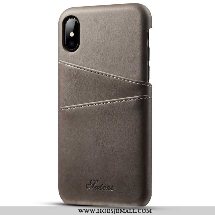 Hoesje iPhone Xs Max Scheppend Portemonnee Mini Kaart Koe Patroon Zacht Bruin