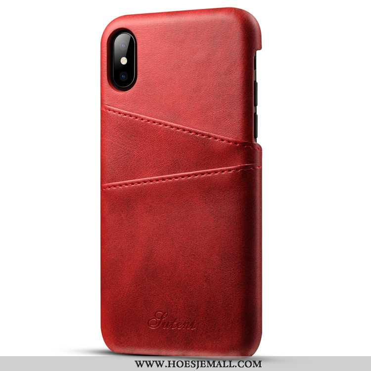 Hoesje iPhone Xs Max Scheppend Portemonnee Mini Kaart Koe Patroon Zacht Bruin