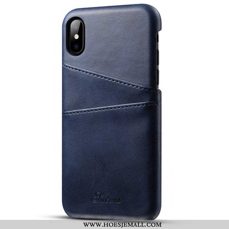 Hoesje iPhone Xs Max Scheppend Portemonnee Mini Kaart Koe Patroon Zacht Bruin