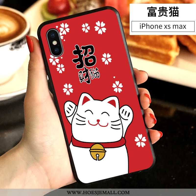 Hoesje iPhone Xs Max Mooie Siliconen Anti-fall Net Red Mobiele Telefoon Spotprent Wit Witte