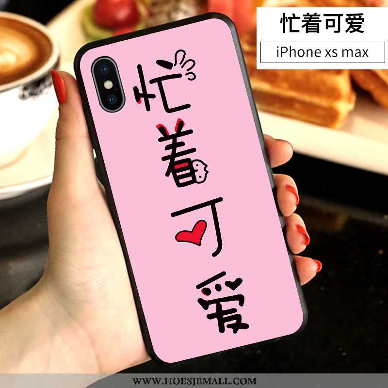 Hoesje iPhone Xs Max Mooie Siliconen Anti-fall Net Red Mobiele Telefoon Spotprent Wit Witte