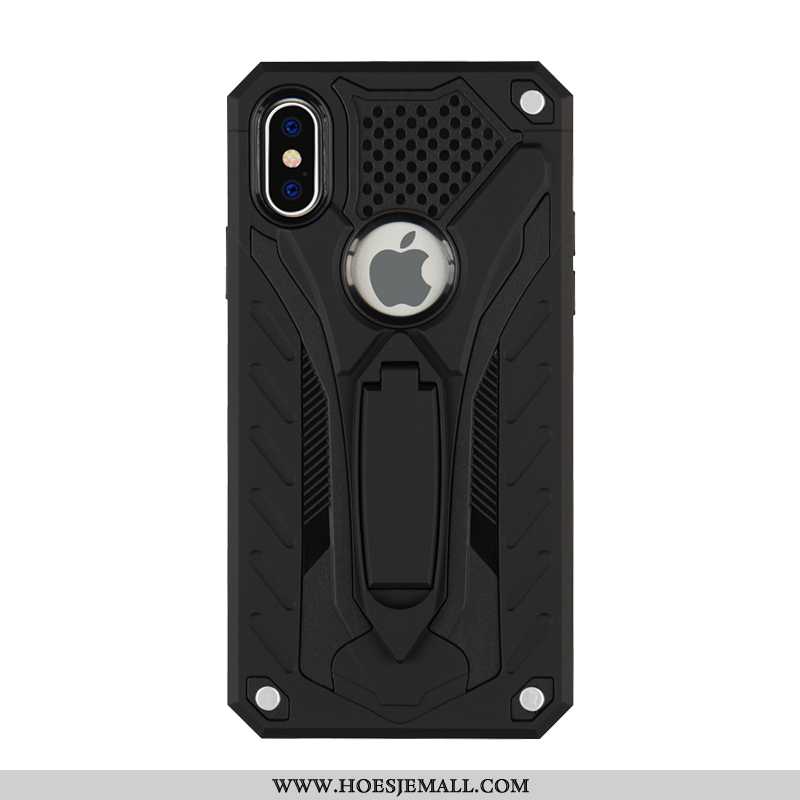 Hoesje iPhone Xs Max Bescherming All Inclusive Zwart Pantser Mobiele Telefoon Anti-fall Zwarte