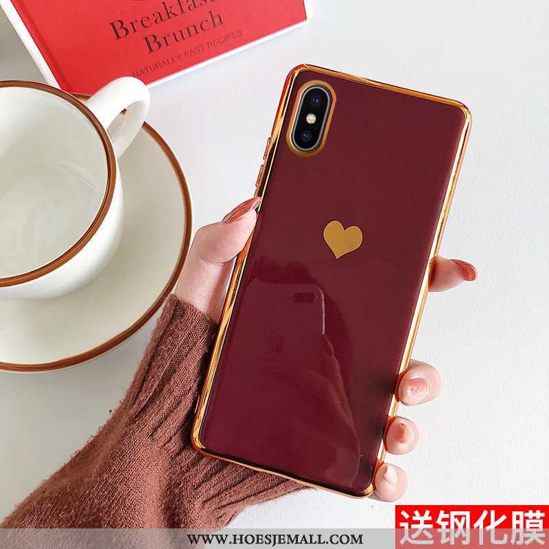 Hoesje iPhone Xs Max Siliconen Persoonlijk Anti-fall Mobiele Telefoon Liefde Eenvoudige Hoes Rood