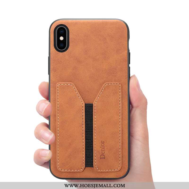 Hoesje iPhone Xs Max Portemonnee Leren Grijs Mobiele Telefoon Hoes