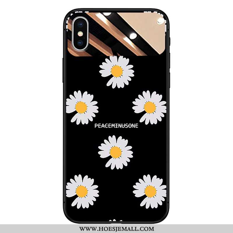 Hoes iPhone Xs Trend Glas Madeliefjes Zwart High End Net Red Spiegel Zwarte