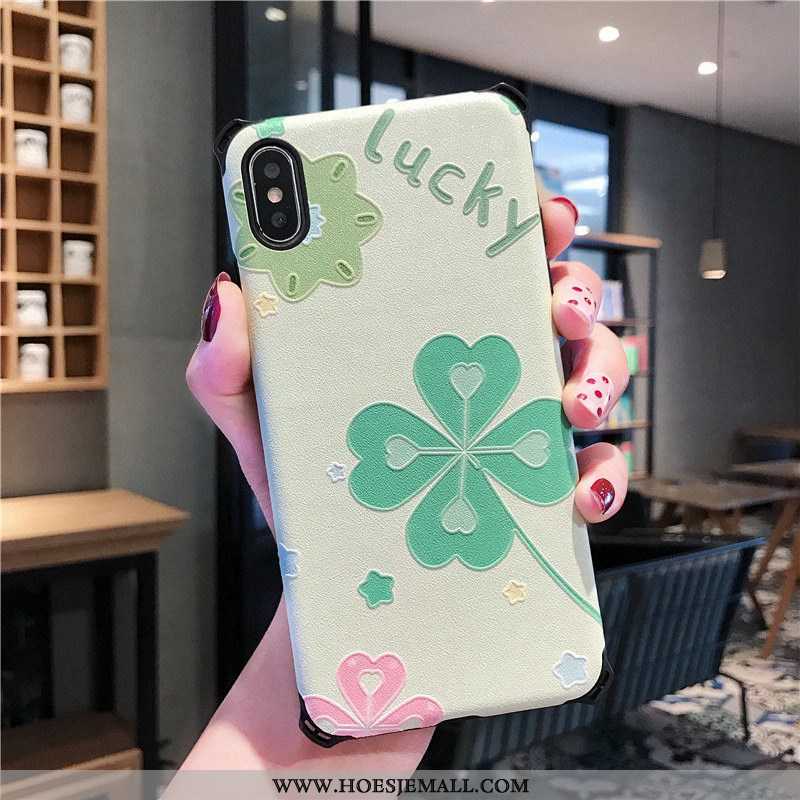 Hoesje iPhone Xs Bescherming Reliëf Hoes Anti-fall All Inclusive Siliconen Mini Roze