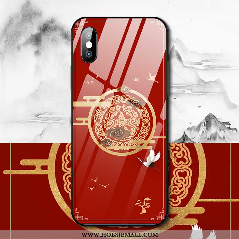 Hoes iPhone Xs Trend Super Ster Glas Scheppend Anti-fall Net Red Rood