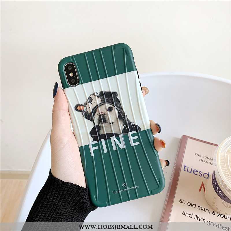 Hoesje iPhone Xs Persoonlijk Scheppend Hond Anti-fall Mobiele Telefoon All Inclusive Groen