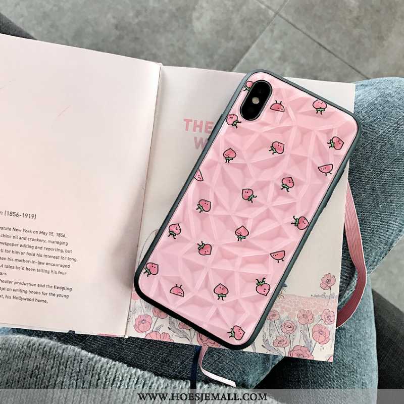 Hoesje iPhone Xs Siliconen Persoonlijk Zacht Mini Trend Roze Scheppend