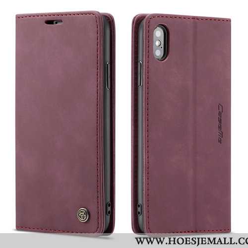 Hoes iPhone Xs Bescherming Leren Hoesje Mobiele Telefoon Clamshell Anti-fall Scheppend Zwarte