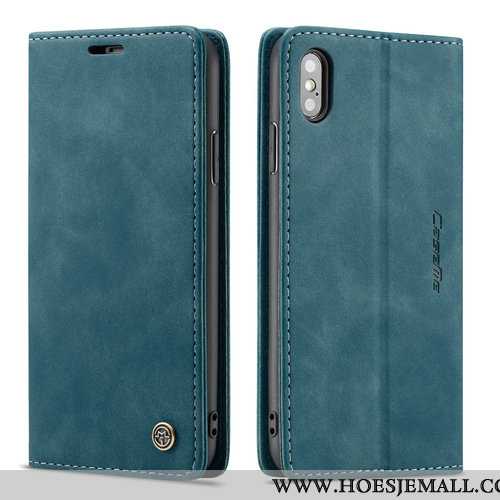 Hoes iPhone Xs Bescherming Leren Hoesje Mobiele Telefoon Clamshell Anti-fall Scheppend Zwarte