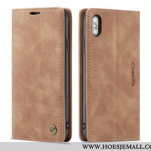 Hoes iPhone Xs Bescherming Leren Hoesje Mobiele Telefoon Clamshell Anti-fall Scheppend Zwarte