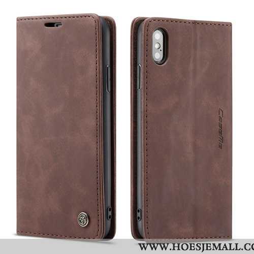 Hoes iPhone Xs Bescherming Leren Hoesje Mobiele Telefoon Clamshell Anti-fall Scheppend Zwarte