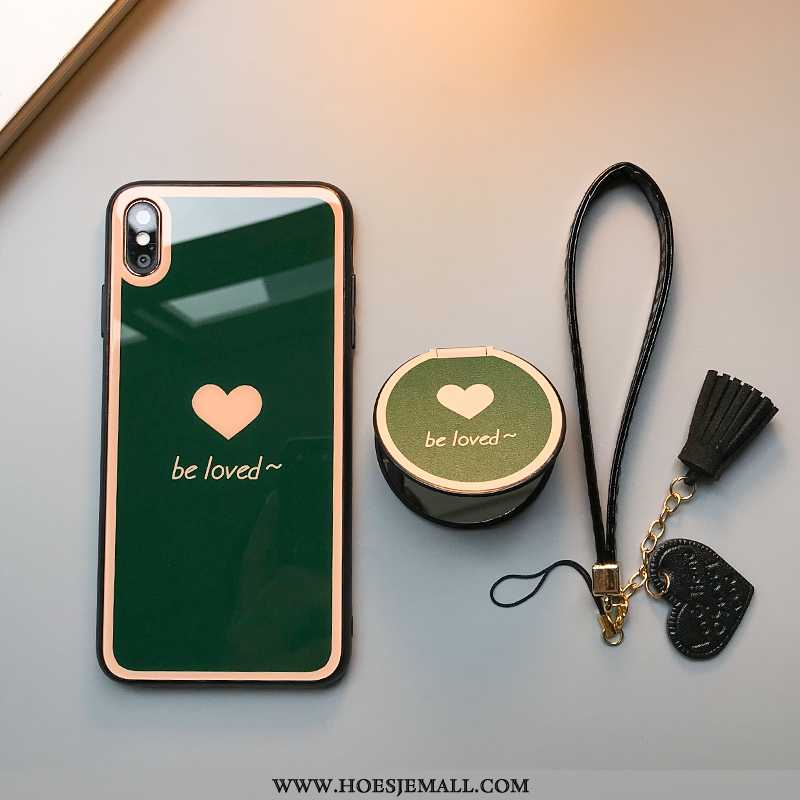 Hoesje iPhone Xs Trend Siliconen Hanger Wind Ondersteuning Groen Make-up