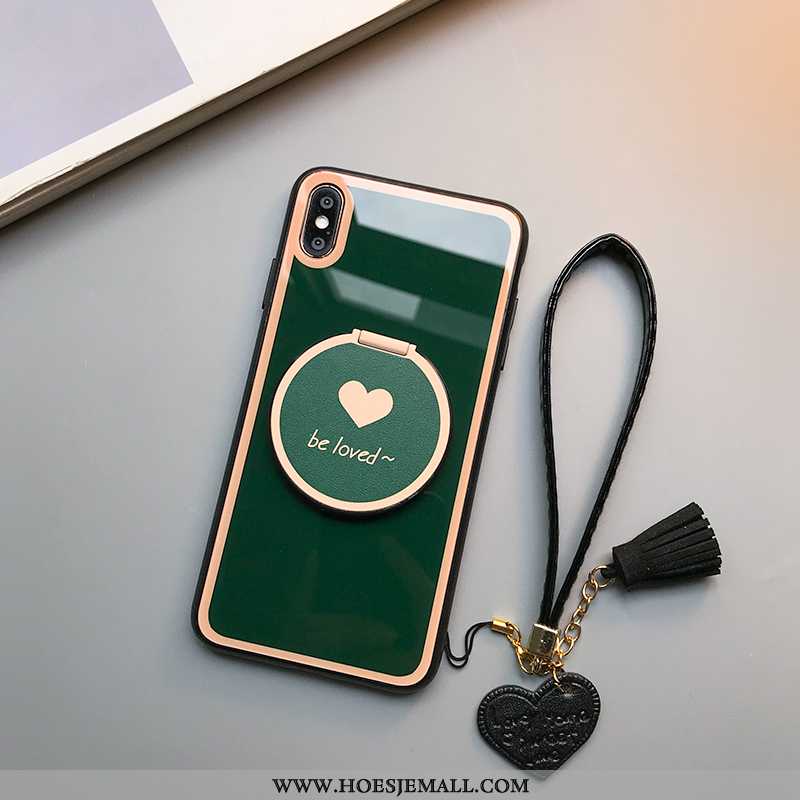 Hoesje iPhone Xs Trend Siliconen Hanger Wind Ondersteuning Groen Make-up