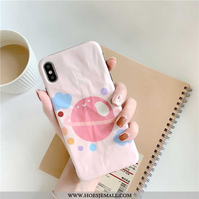 Hoesje iPhone Xs Bescherming Scheppend Hoes Patroon Anti-fall Planeet Roze