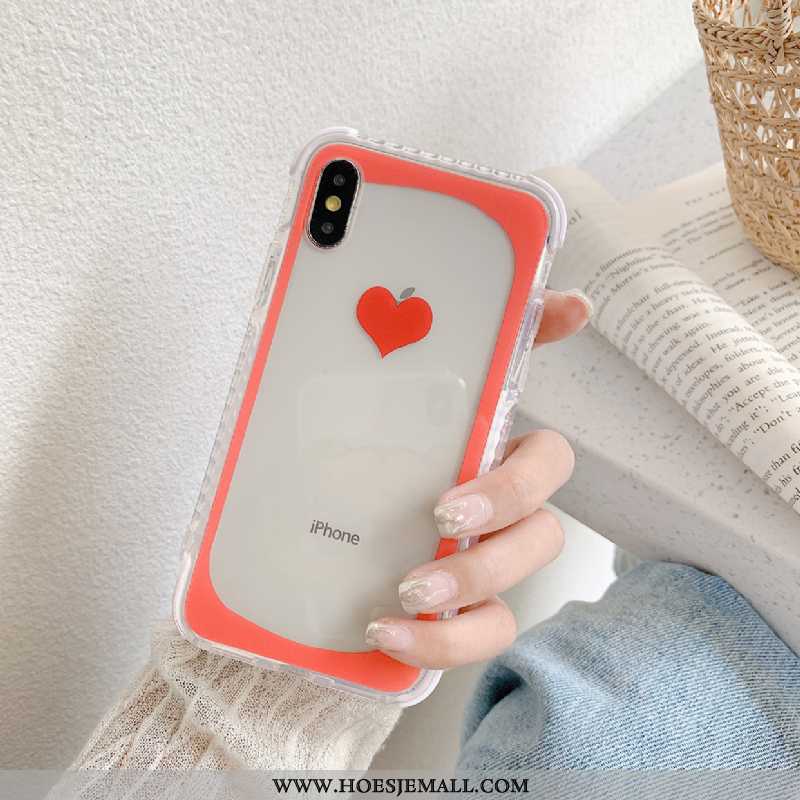 Hoes iPhone Xs Siliconen Doorzichtig Trend Anti-fall Rood Hoesje All Inclusive