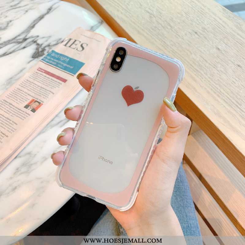 Hoes iPhone Xs Siliconen Doorzichtig Trend Anti-fall Rood Hoesje All Inclusive