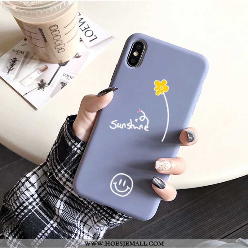 Hoesje iPhone Xs Siliconen Bescherming All Inclusive Eenvoudige Anti-fall Trend Schrobben Blauwe