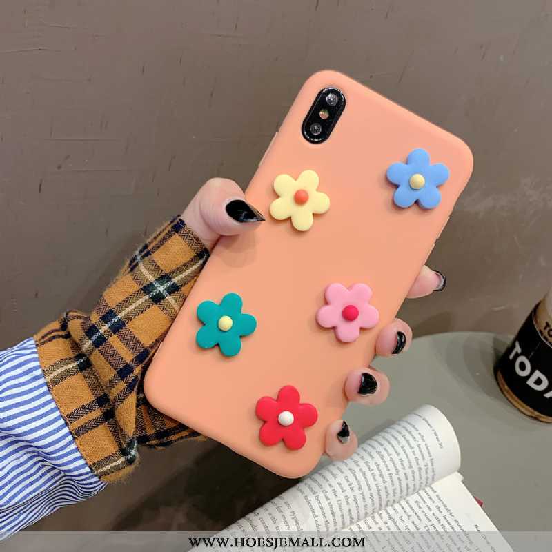 Hoes iPhone Xs Siliconen Zacht Mobiele Telefoon Anti-fall Wind Bloemen All Inclusive Oranje