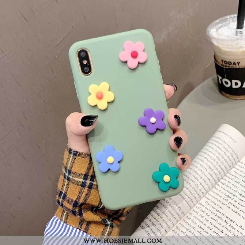 Hoes iPhone Xs Siliconen Zacht Mobiele Telefoon Anti-fall Wind Bloemen All Inclusive Oranje