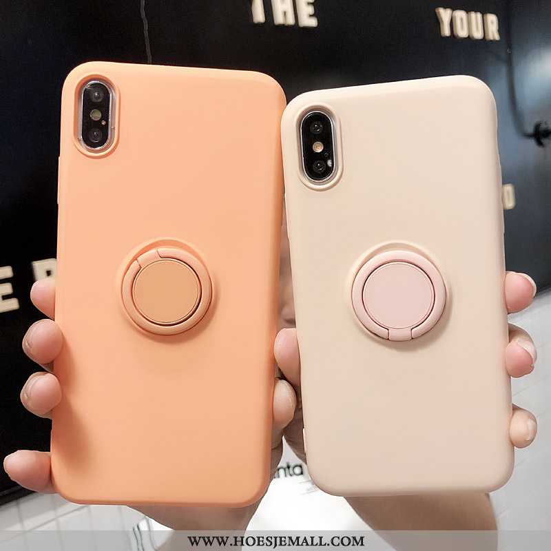 Hoesje iPhone Xs Scheppend Trend Roze Ondersteuning Effen Kleur Mobiele Telefoon