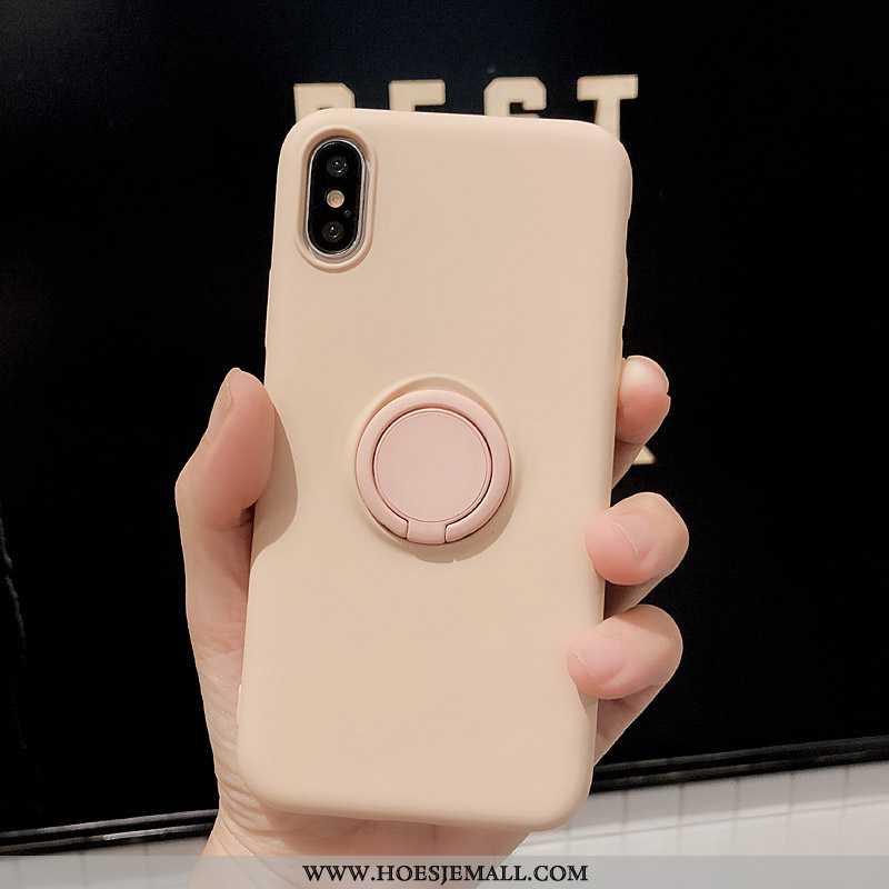 Hoesje iPhone Xs Scheppend Trend Roze Ondersteuning Effen Kleur Mobiele Telefoon