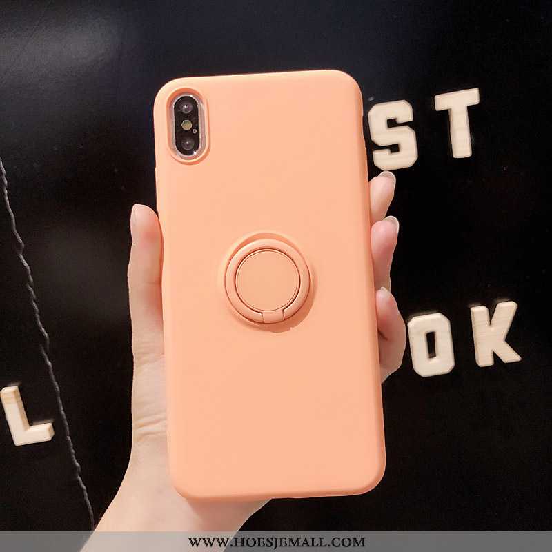 Hoesje iPhone Xs Scheppend Trend Roze Ondersteuning Effen Kleur Mobiele Telefoon