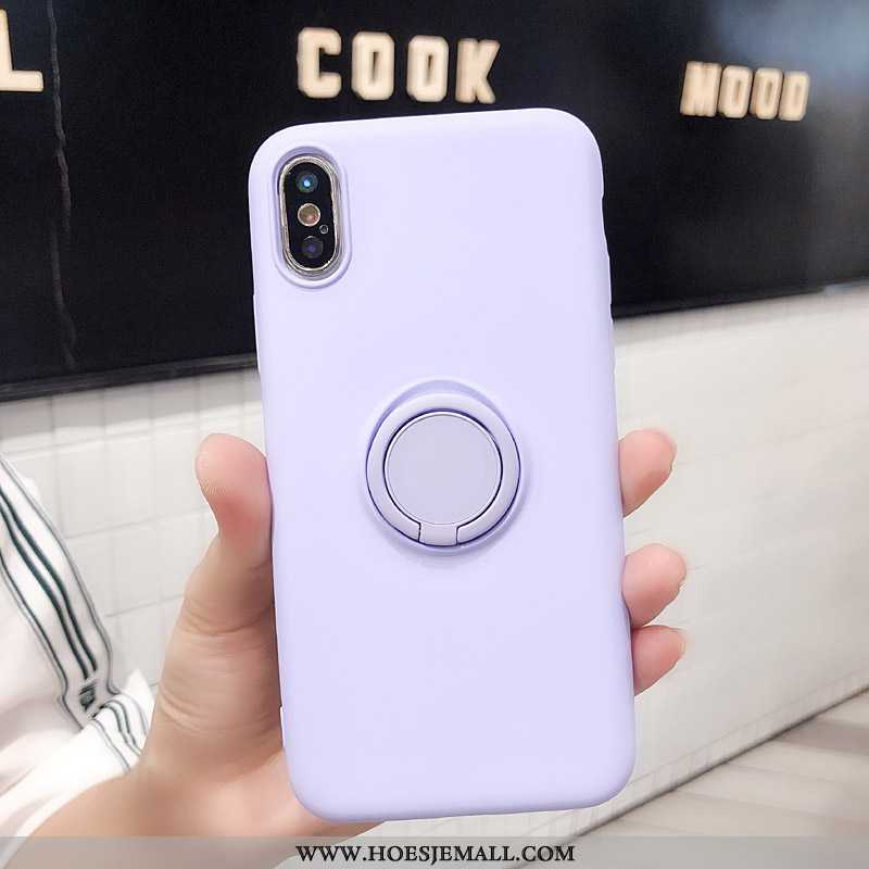 Hoesje iPhone Xs Scheppend Trend Roze Ondersteuning Effen Kleur Mobiele Telefoon