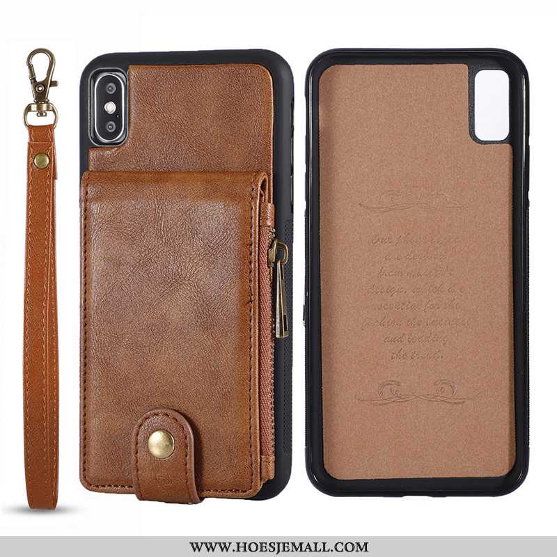 Hoes iPhone Xs Vintage Portemonnee Echt Leer Leren Hoesje High End Zwart Zwarte