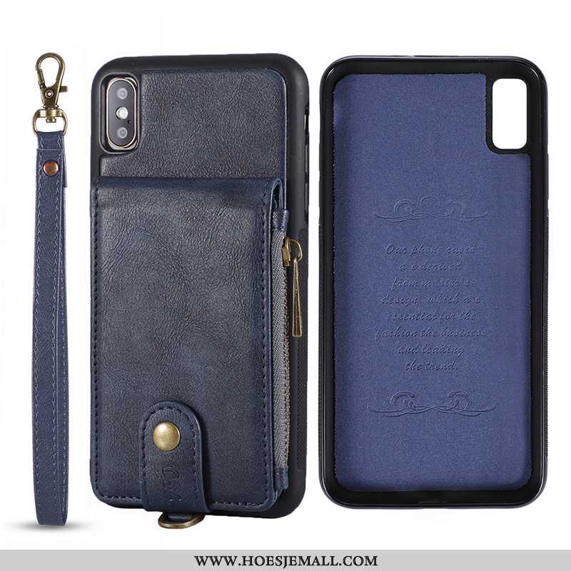 Hoes iPhone Xs Vintage Portemonnee Echt Leer Leren Hoesje High End Zwart Zwarte