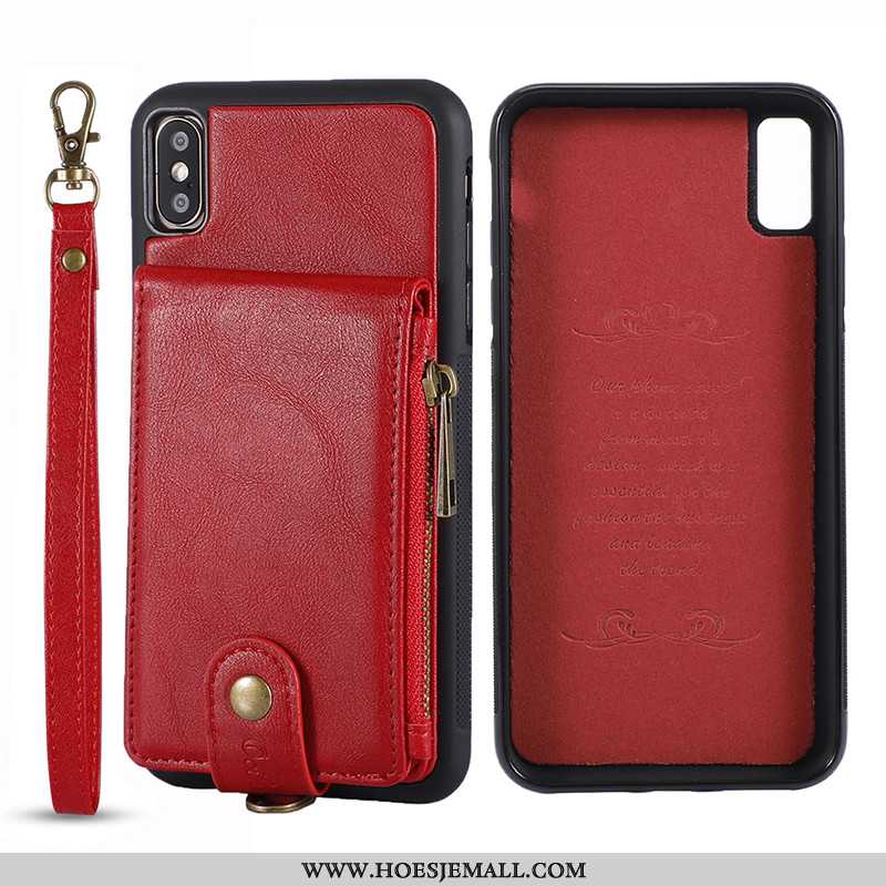 Hoes iPhone Xs Vintage Portemonnee Echt Leer Leren Hoesje High End Zwart Zwarte