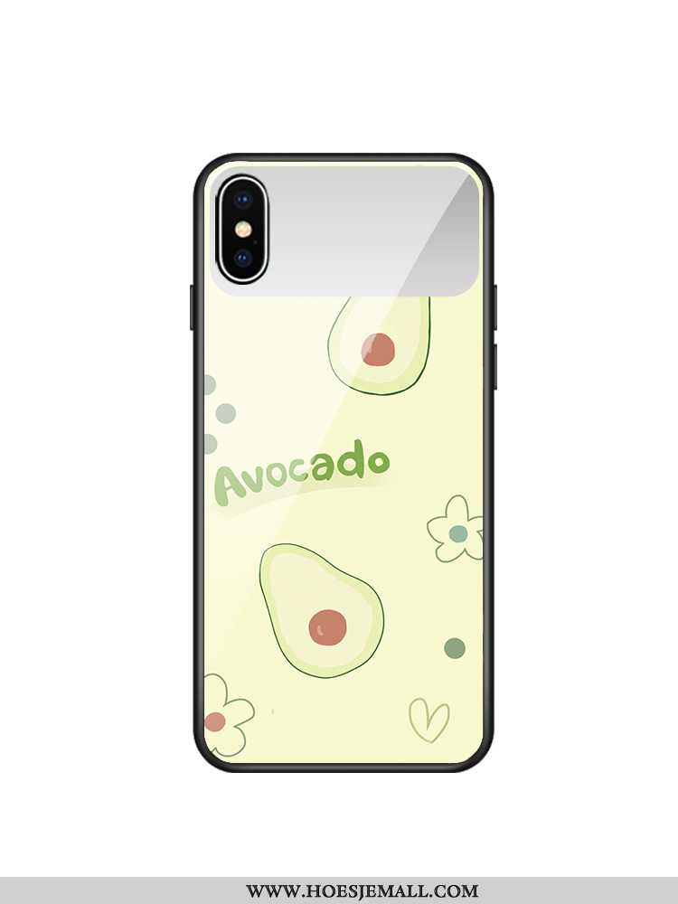 Hoesje iPhone Xs Glas Hart Mobiele Telefoon Spiegel Groen Make-up