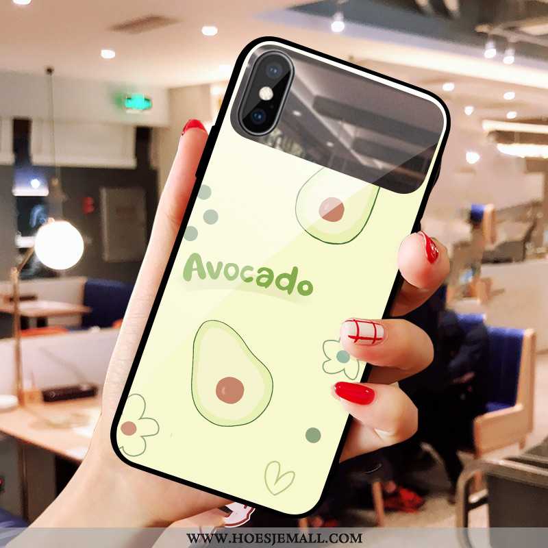 Hoesje iPhone Xs Glas Hart Mobiele Telefoon Spiegel Groen Make-up