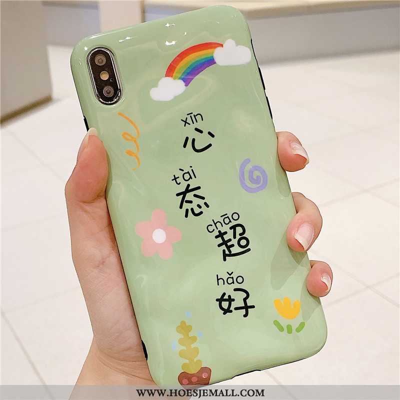 Hoes iPhone Xs Persoonlijk Zacht Groen Chinese Stijl Hoesje Mobiele Telefoon Lovers