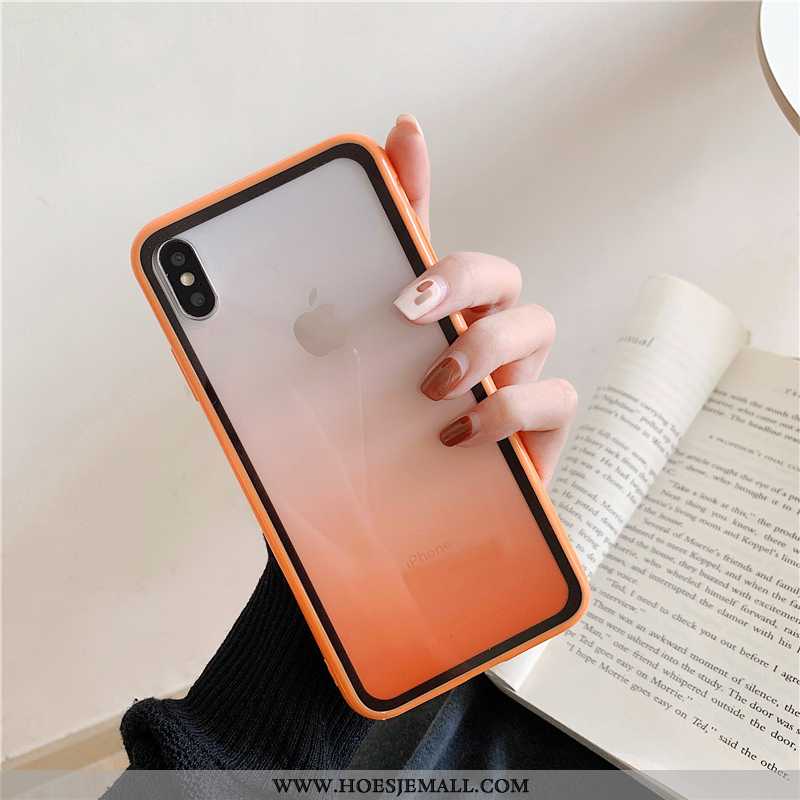 Hoesje iPhone Xs Siliconen Bescherming All Inclusive Anti-fall Doorzichtig Zacht Oranje