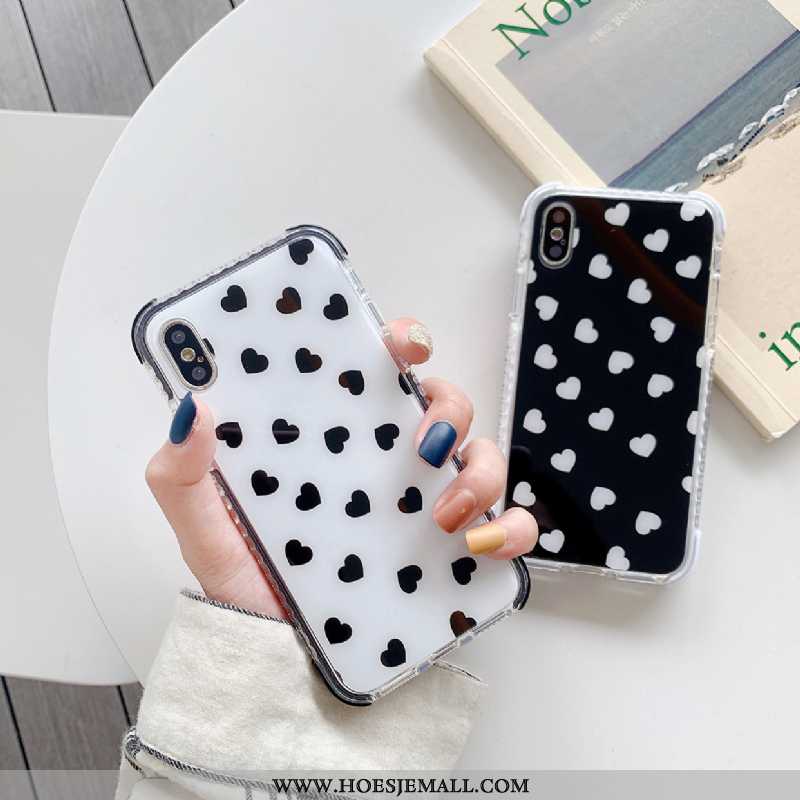 Hoesje iPhone Xs Siliconen Trend Eenvoudige Wit Anti-fall Liefde All Inclusive Zwarte