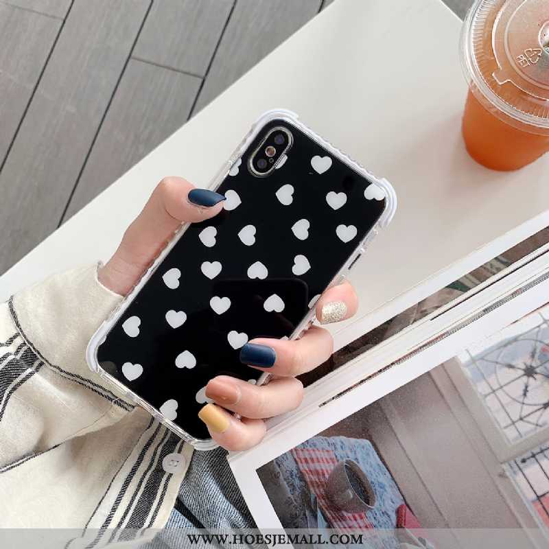 Hoesje iPhone Xs Siliconen Trend Eenvoudige Wit Anti-fall Liefde All Inclusive Zwarte