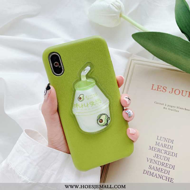 Hoesje iPhone Xs Siliconen Hoes Lovers Anti-fall Groen Vloeistof Driedimensionaal