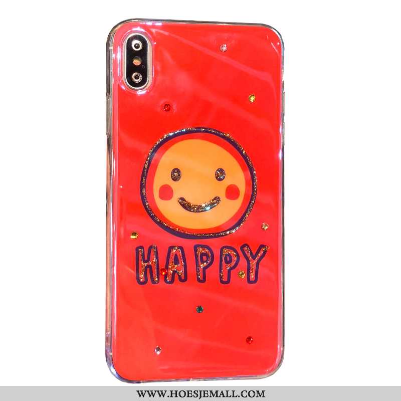 Hoesje iPhone Xs Mooie Met Strass Rood Smiley Mobiele Telefoon