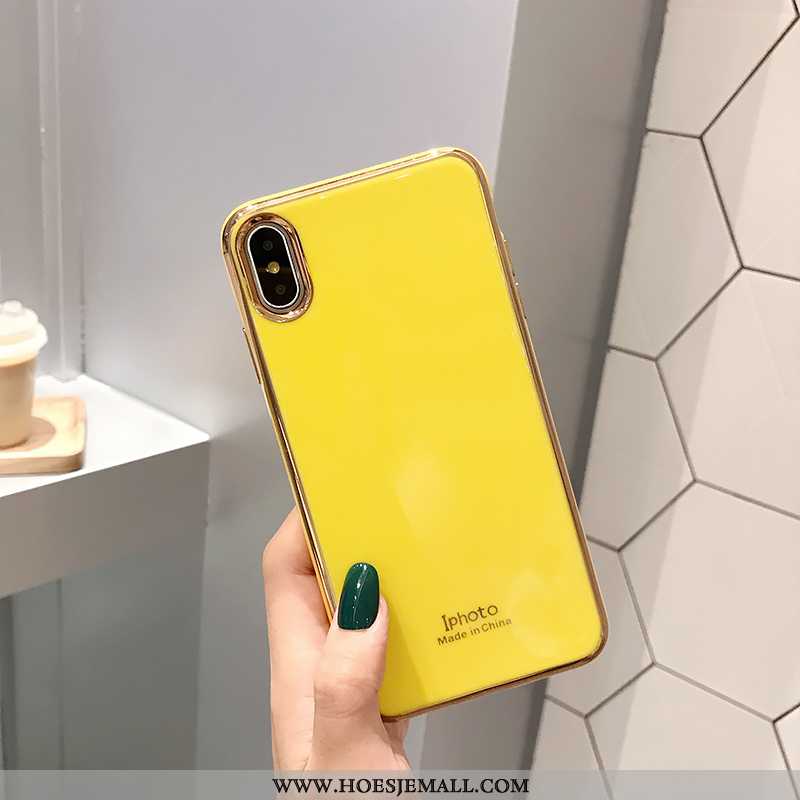 Hoes iPhone Xs Siliconen Bescherming Plating Hoesje Licht Mobiele Telefoon Geel