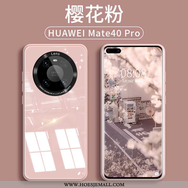 Hoes Huawei Mate 40 Pro Bescherming Glas Purper Net Red Anti-fall Scheppend