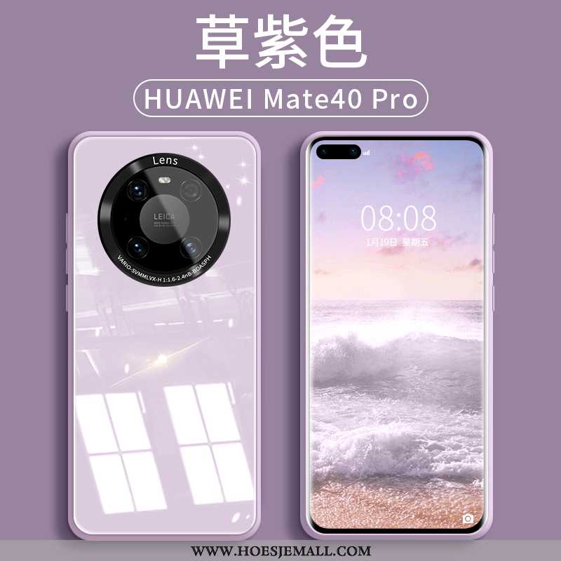 Hoes Huawei Mate 40 Pro Bescherming Glas Purper Net Red Anti-fall Scheppend