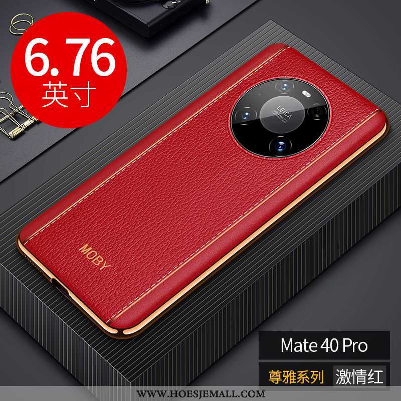 Hoesje Huawei Mate 40 Pro Leer Trend All Inclusive High End Bedrijf Siliconen Bescherming Rood