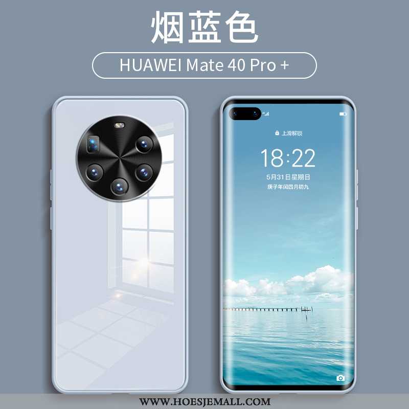 Hoesje Huawei Mate 40 Pro+ Bescherming Glas Siliconen Blauw Scheppend Net Red Wind Blauwe