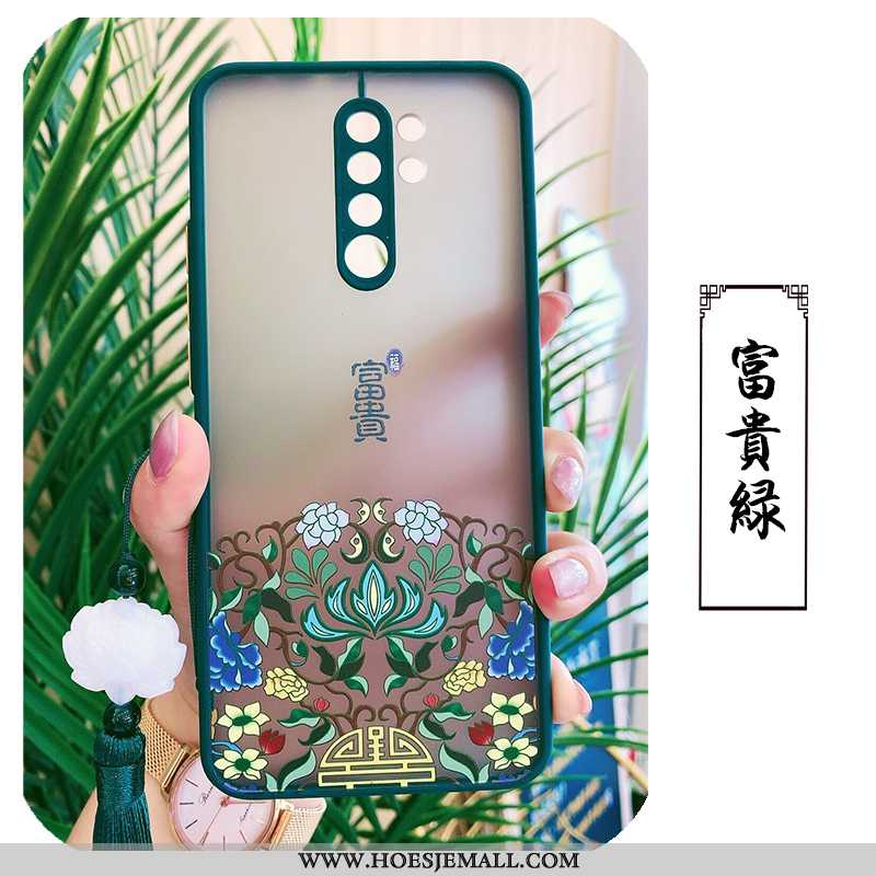 Hoesje Xiaomi Redmi 9 Hanger Reliëf Ring Schrobben Chinese Stijl Zacht Rood