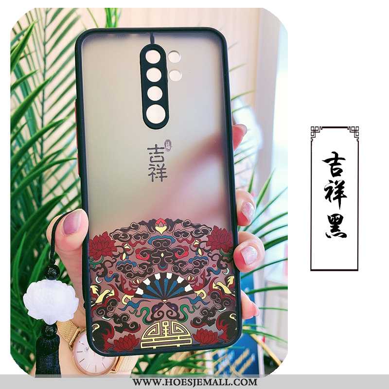 Hoesje Xiaomi Redmi 9 Hanger Reliëf Ring Schrobben Chinese Stijl Zacht Rood