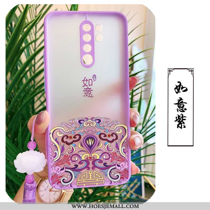 Hoesje Xiaomi Redmi 9 Hanger Reliëf Ring Schrobben Chinese Stijl Zacht Rood