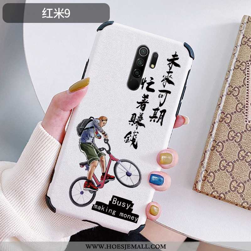 Hoesje Xiaomi Redmi 9 Leer Patroon Zacht Zijde All Inclusive Hoes Witte